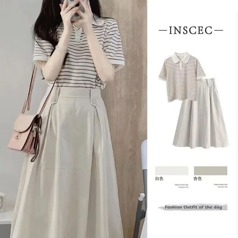 Set Áo Thun Ngắn Tay Và Chân Váy Thời Trang Hè Hàn Quốc 2023 Cho Nữ