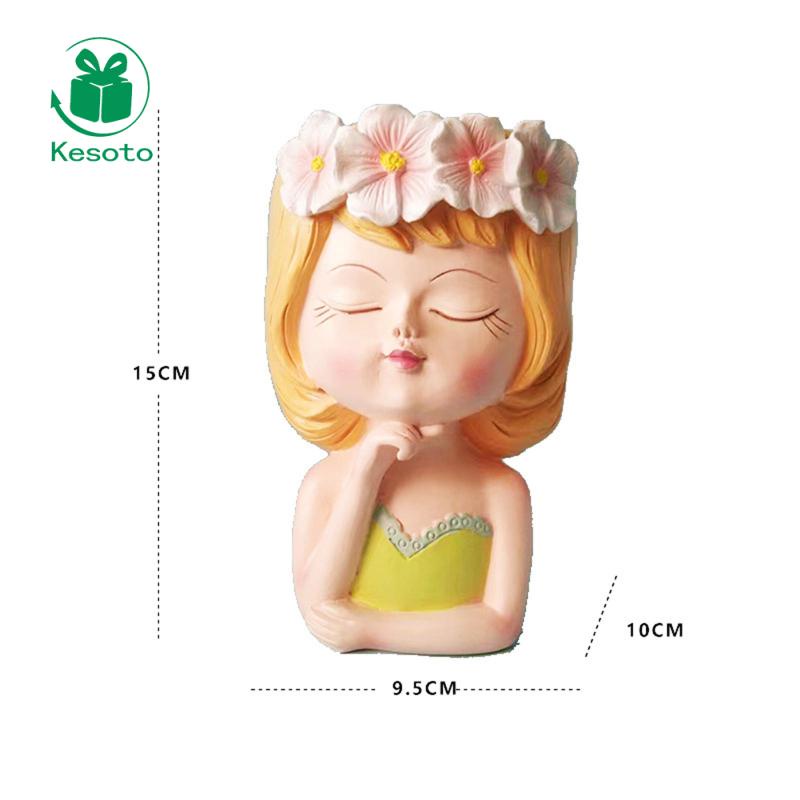 Chậu hoa KESOTO tạo hình bé gái dễ thương để bàn trang trí sáng tạo cho quán bar/ nhà hàng