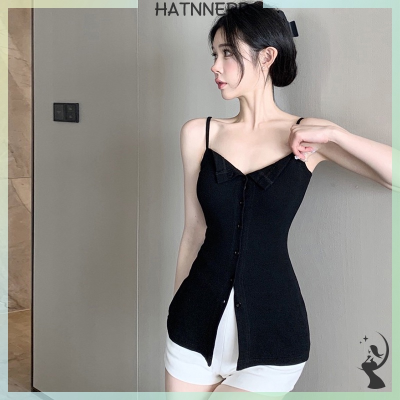 Áo Hai Dây Cổ Chữ v Màu Trơn Thời Trang Mùa Hè Quyến Rũ Cho Nữ fhs