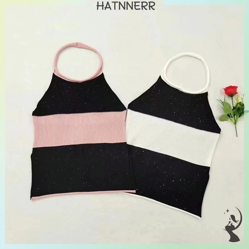 Áo Hai Dây Dệt Kim Hở Lưng Họa Tiết Kẻ Sọc Thời Trang Mùa Hè Quyến Rũ Cho Nữ fhs