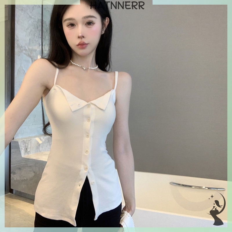 Áo Hai Dây Cổ Chữ v Màu Trơn Thời Trang Mùa Hè Quyến Rũ Cho Nữ fhs