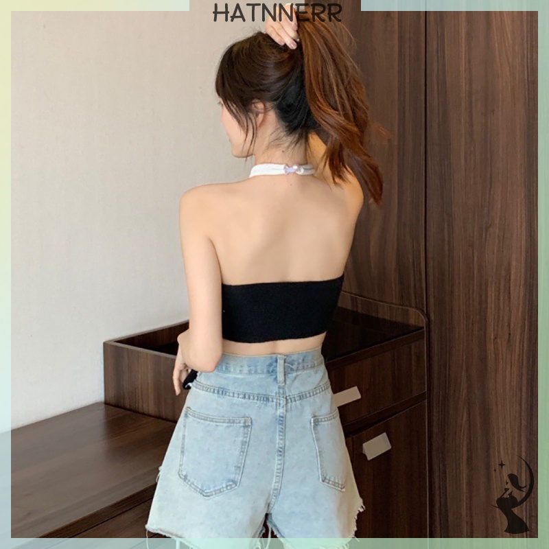 Áo Hai Dây Dệt Kim Hở Lưng Họa Tiết Kẻ Sọc Thời Trang Mùa Hè Quyến Rũ Cho Nữ fhs