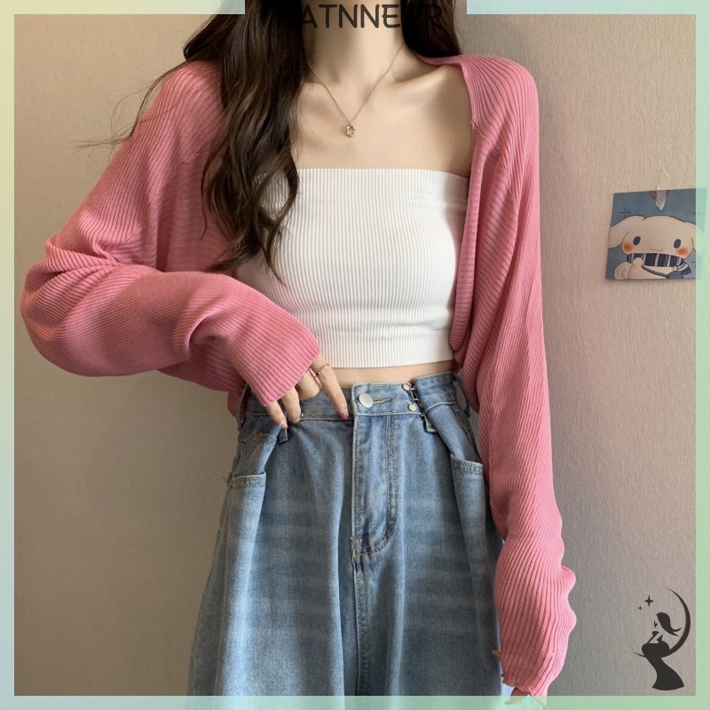 Áo cardigan Dệt Kim Mỏng Tay Dài Màu Trơn Thời Trang Mùa Hè Cho Nữ zzs0001 fhs