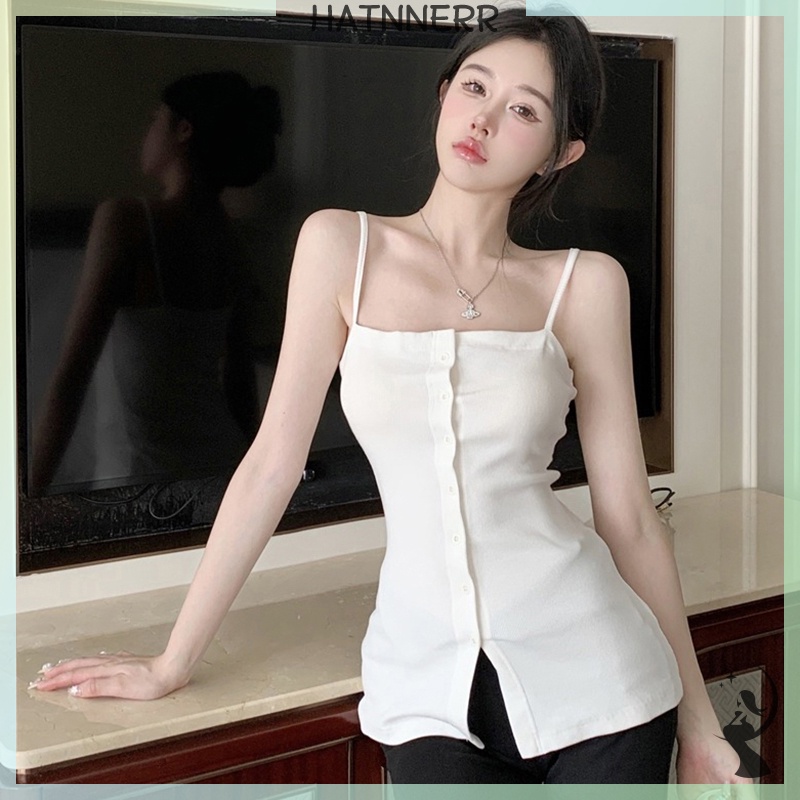 Áo Hai Dây Cổ Chữ v Màu Trơn Thời Trang Mùa Hè Quyến Rũ Cho Nữ fhs