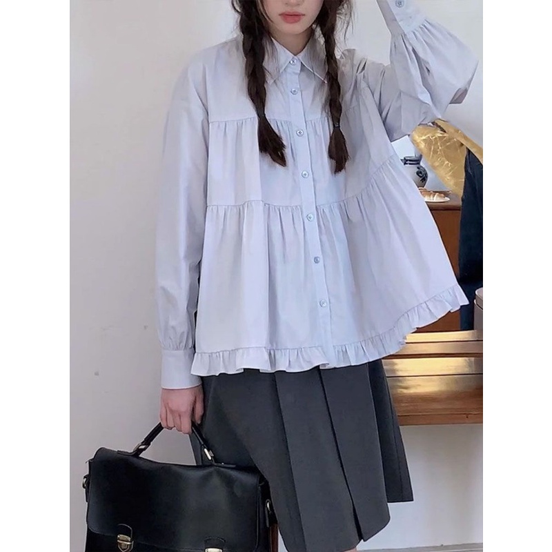 Áo Sơ Mi Tay Dài Dáng Rộng Thiết Kế Mới Thời Trang Mùa Thu Dành Cho Nữ