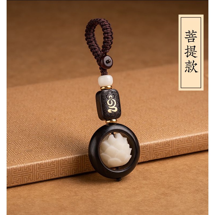 Dây Chuyền Mặt Hoa Sen May Mắn Bằng Gỗ Mun Cao Cấp Phong Cách retro