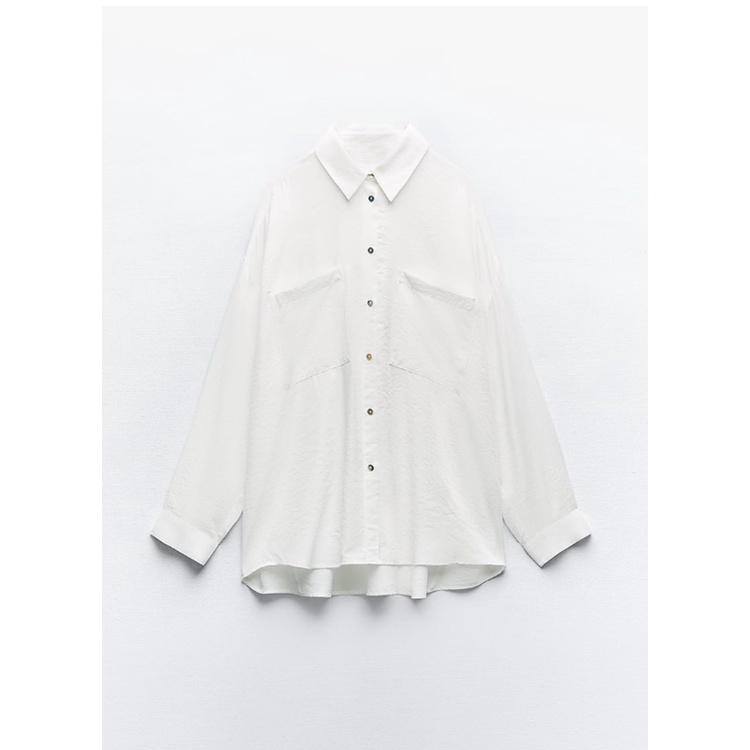 Zara Áo Sơ Mi Tay Dài Dáng Rộng Có Túi Thời Trang Thu Đông 43878