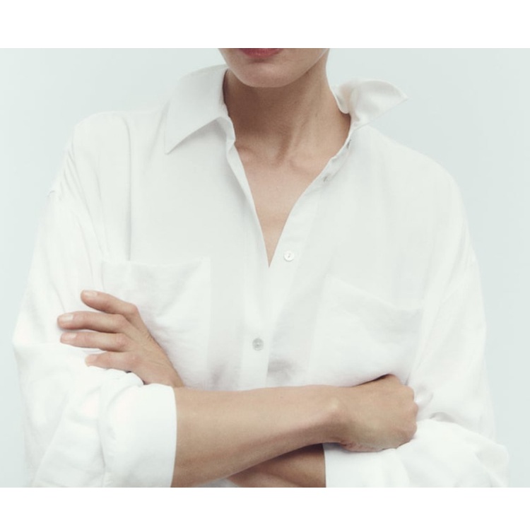 Zara Áo Sơ Mi Tay Dài Dáng Rộng Có Túi Thời Trang Thu Đông 43878