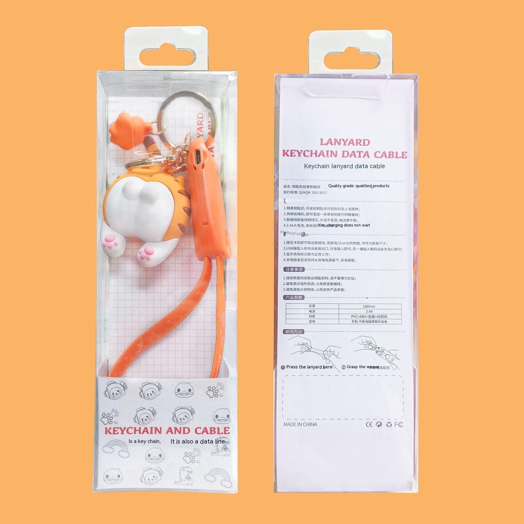 Cáp Sạc 3 Trong 1 Thiết Kế Móc Khóa Hoạt Hình Sáng Tạo Cho android