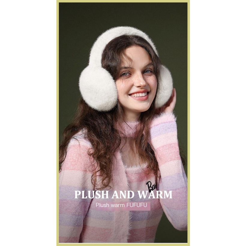 Chụp Tai Giả Lông Thỏ Giữ Ấm Và Che Tai Chống Gió Có Thể Gập Lại Và Chụp Tai aseavn