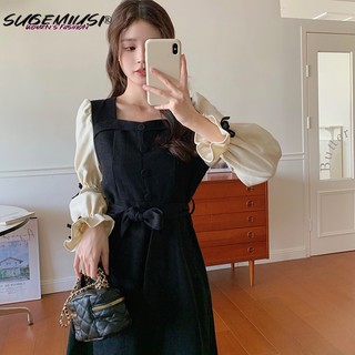 Sugemiusi Đầm Đen size Lớn Thời Trang Mùa Thu Cao Cấp Cho Nữ