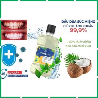 Dầu dừa súc miệng Vietcoco bổ sung tinh dầu bạc hà sát khuẩn, ngừa sâu răng, thơm mát 225ml