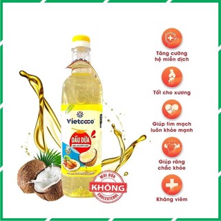 Dầu dừa tinh luyện Vietcoco màu vàng dùng nấu ăn 1 lít tốt cho sức khỏe