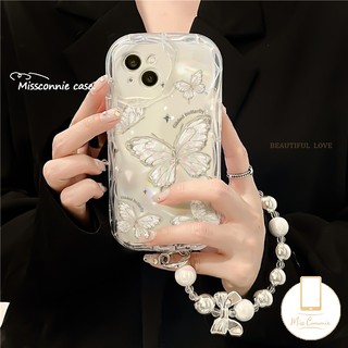 Vỏ Trong Suốt Tương Thích Cho IPhone 15 11 16 14 13 12 Pro MAX 15 7Plus X XR XS MAX 6S 7 6 8 Plus SE Fantasy Bướm Đẹp 3D Vồng Cong Cạnh Lãng Mạn Nơ Vòng Tay Bìa Mềm