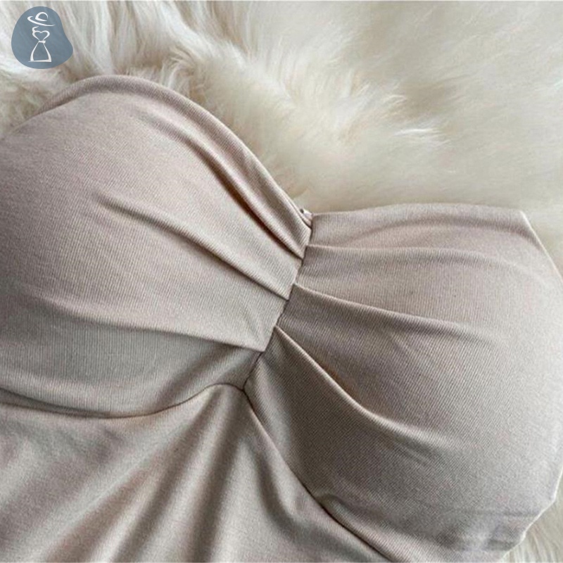 Áo Hai Dây Mùa Hè Màu Trơn Có Đệm Ngực Gợi Cảm Cho Nữ