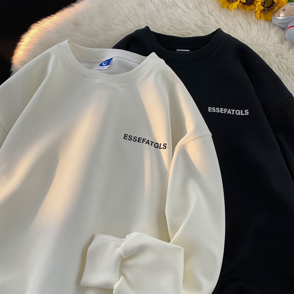 Áo sweater Cổ Tròn Tay Dài Dáng Rộng In Chữ Đơn Giản Thời Trang Cho Nam Và Nữ