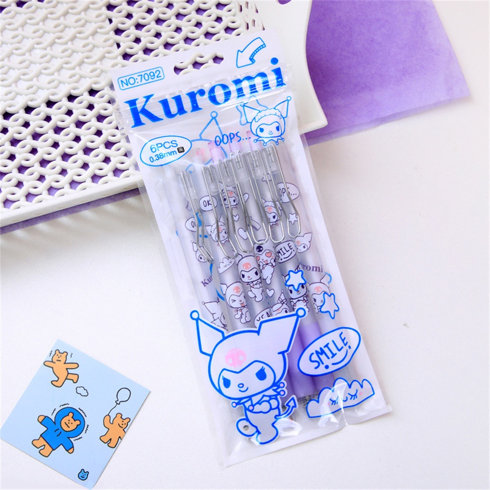 ⚡VẬN CHUYỂN NHANH⚡⚡ 6 Chiếc Bút Trung Tính Kawaii Sanrio Cinnamoroll Dễ Thương My Melody Kuromi In ấn Học Sinh Đồ Dùng Học Tập Văn Phòng   Bút Báo Quà Tặng đồ
