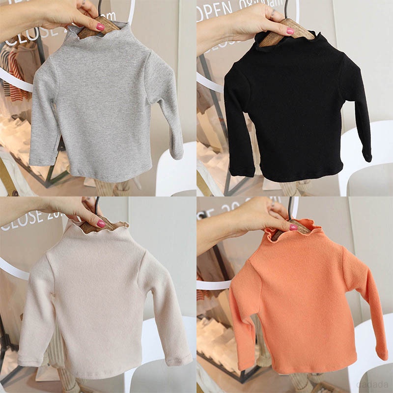 Áo Thun Tay Dài Dày Dặn Viền Gỗ Màu Sắc Tương Phản Thời Trang Xuân Thu Cho Nữ