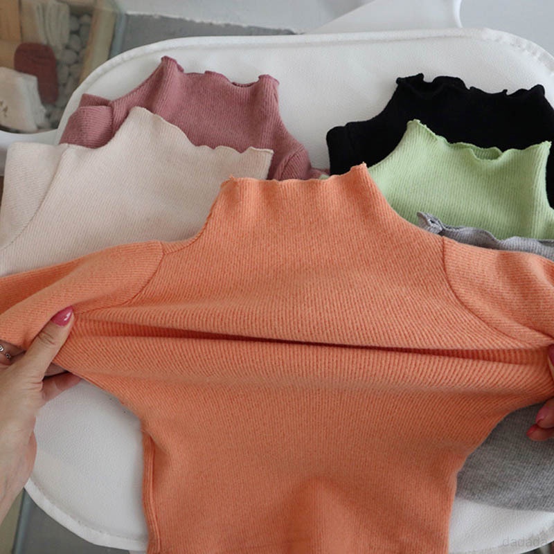 Áo Thun Tay Dài Dày Dặn Viền Gỗ Màu Sắc Tương Phản Thời Trang Xuân Thu Cho Nữ