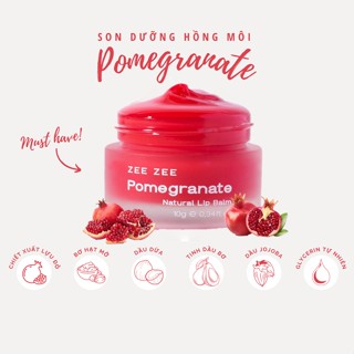Son Lựu Đỏ ZEE Store Vietnam Son Dưỡng Hồng Môi - Pomegranate Natural Lip Balm 10g