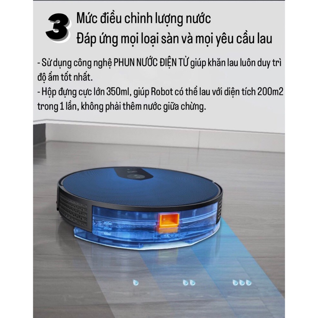 Robot hút bụi lai nhà KAW, máy hút bụi tự động, Cảm biến, app điều khiển từ xa, Lực hút mạnh, diện tích hoạt động rộng