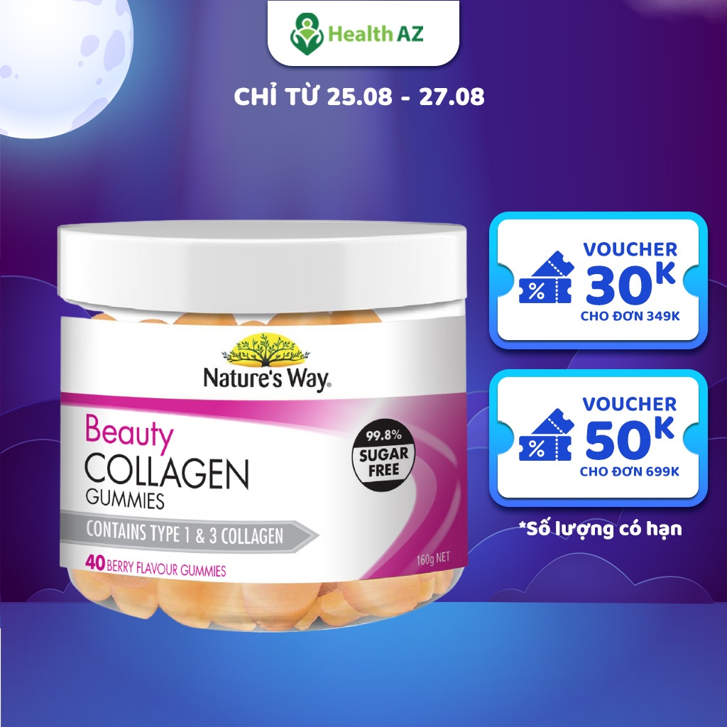 Kẹo Dẻo Collagen Beauty Gummies Nature's Way Hỗ Trợ Làm Đẹp Da, Hộp 40 Viên