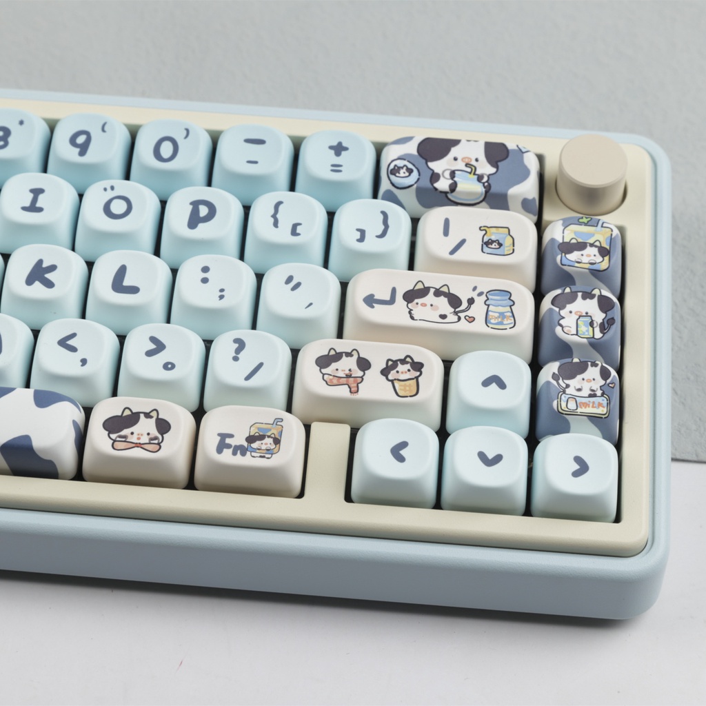 Con Bò Keycaps Màu Chuyển Sắc MOA Profile Hoạt Hình Dễ Thương PBT Dye Sub Bàn Phím Cơ Keycap