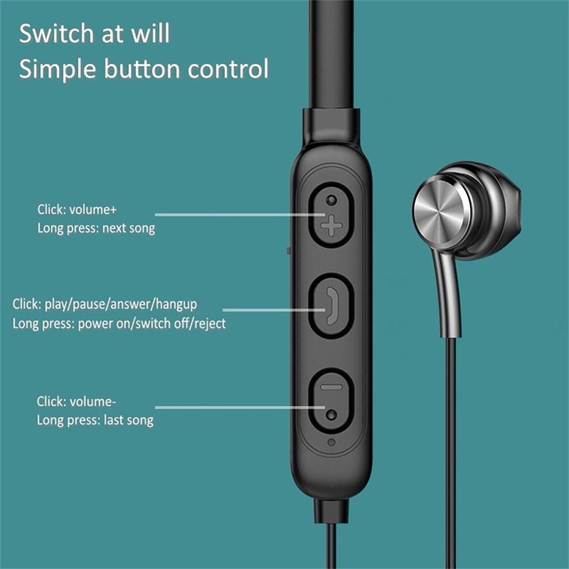 Tai Nghe bluetooth 5.1 Không Dây b6 Đeo Cổ Kèm mic Phong Cách Thể Thao - YKD