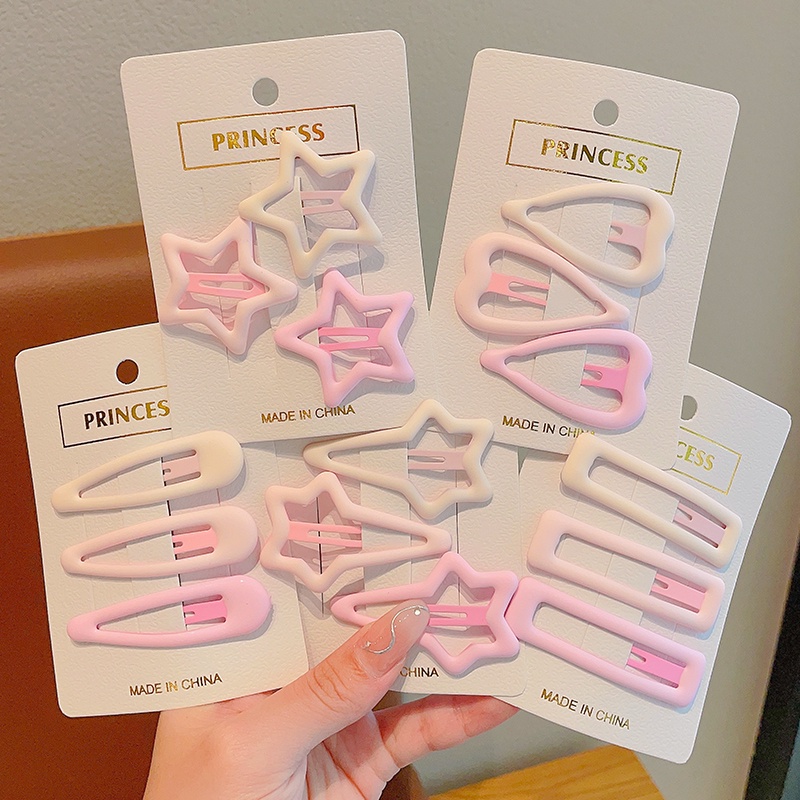 Kẹp tóc mái Bộ Kẹp Tóc Hình Ngôi Sao Màu Hồng Dễ Thương Phong Cách Hàn Quốc Cho Nữ