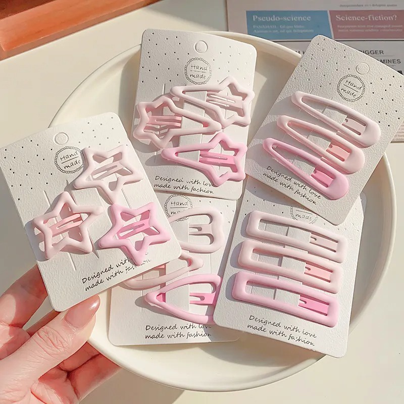 Kẹp tóc mái Bộ Kẹp Tóc Hình Ngôi Sao Màu Hồng Dễ Thương Phong Cách Hàn Quốc Cho Nữ