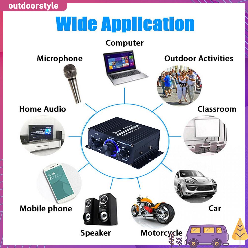 Bộ Khuếch Đại Âm Thanh hifi ak-170 200w + 200w Hai Kênh Chất Lượng Cao