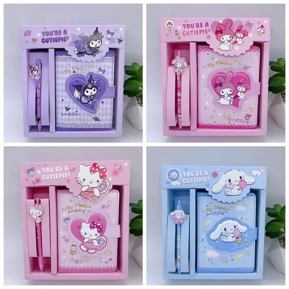 ⚡VẬN CHUYỂN NHANH⚡⚡ 100 Trang Anime Sanrios Cinnamoroll Notebook My Melody Kuromi Girl Girl Cartoon Cartoon Khóa Sổ Cái Nhật Ký Hộp Quà Tặng Văn Phòng