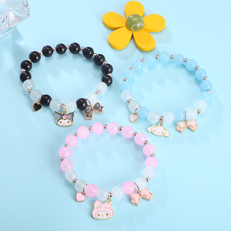 Sanrio Vòng Tay Pha Lê Hoạt Hình kuromi My Melody Cinnamoroll Thời Trang Cho Nữ