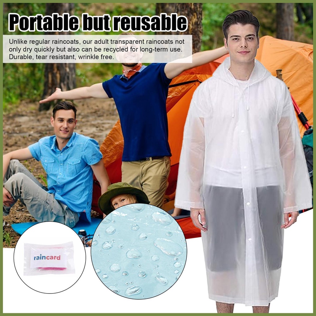 Áo Mưa Có Thể Tái Sử Dụng Cho Người Lớn Có Mũ Trùm Đầu Chống Nước Mưa Phong Cách kouvn kouvn