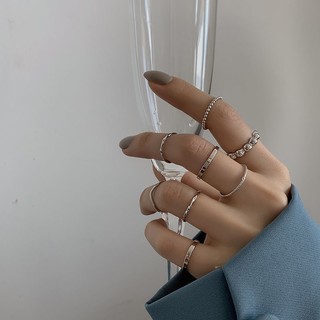 Set 8 Nhẫn Đeo Khớp Ngón Trỏ Phong Cách hip hop Thời Trang