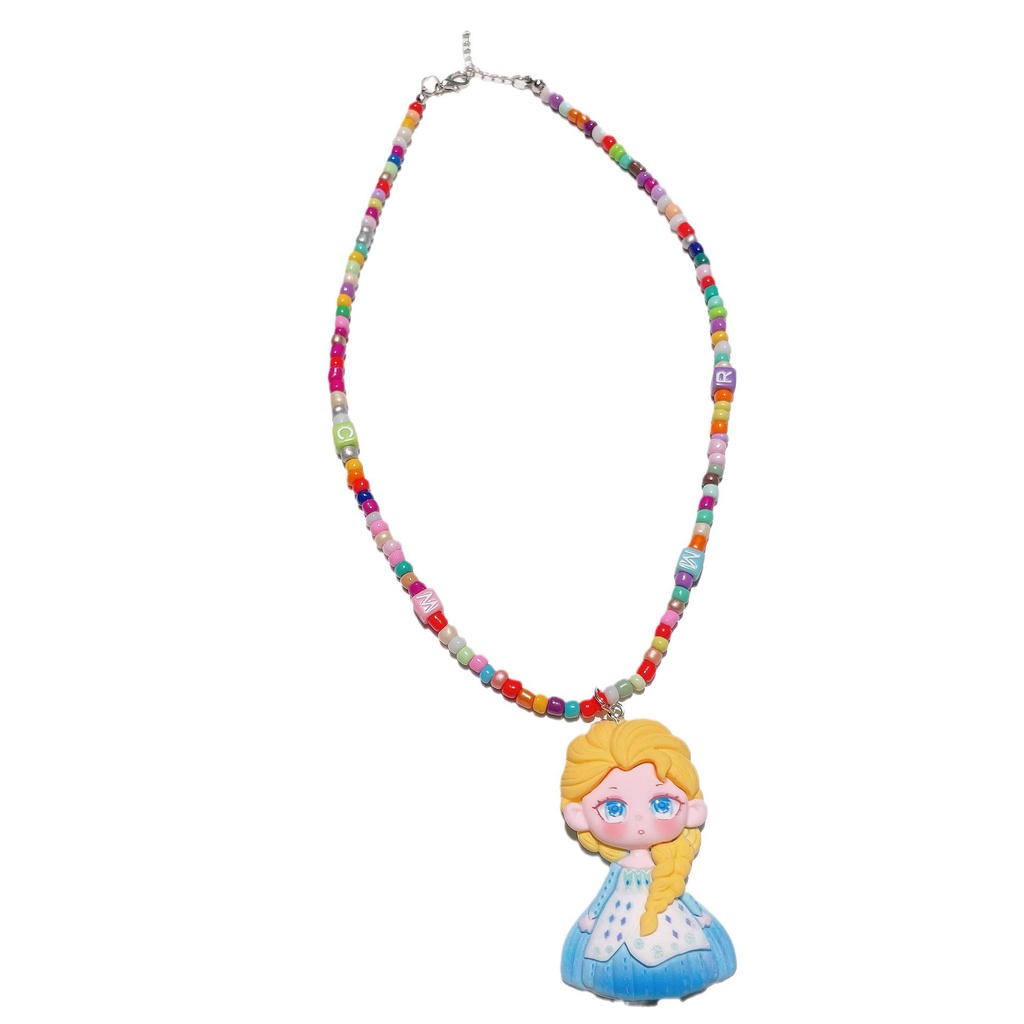 Vòng Cổ Xỏ Hạt Thủ Công Hình Công Chúa frozen / Nàng Tiên Cá Hoạt Hình Cho Bé Gái