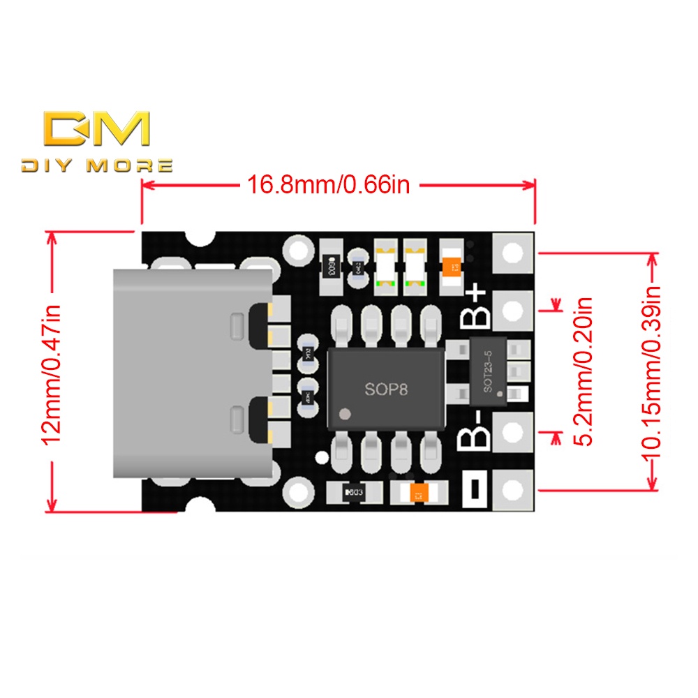DIYMORE Mô-đun Sạc Pin lithium ype-c 4.2v 4.35v 5v 18650