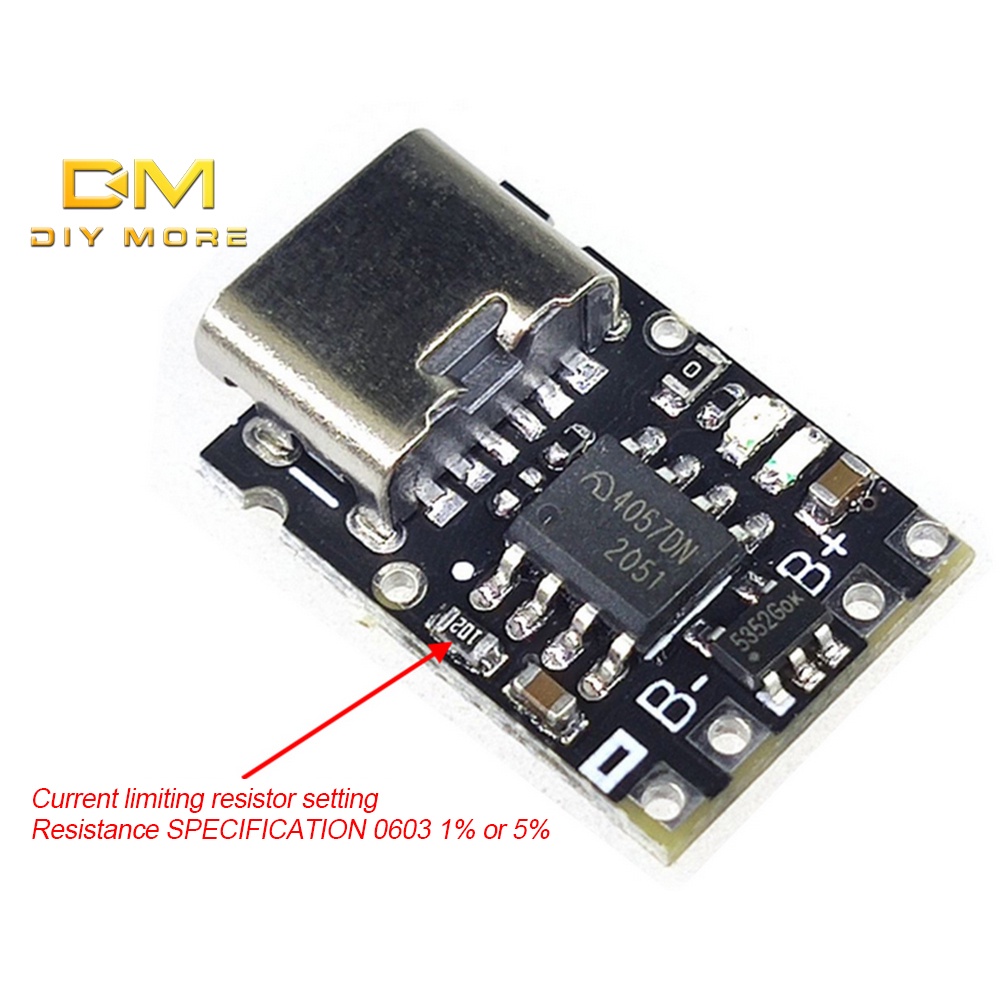 DIYMORE Mô-đun Sạc Pin lithium ype-c 4.2v 4.35v 5v 18650