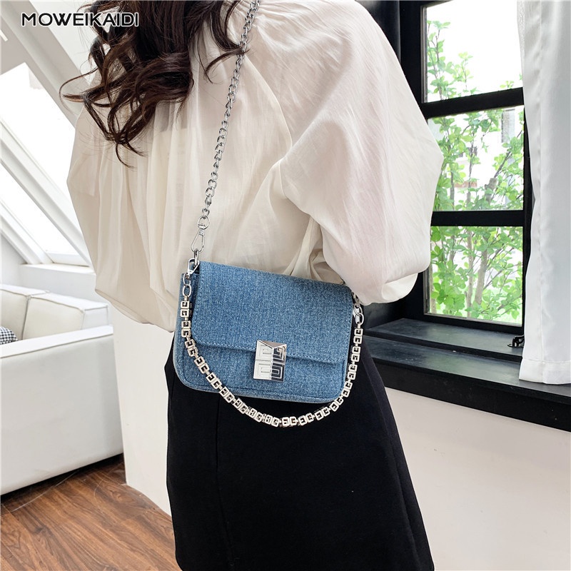 Moweikaidi Túi Đeo Chéo denim Dáng Vuông Nhỏ Thời Trang 2023