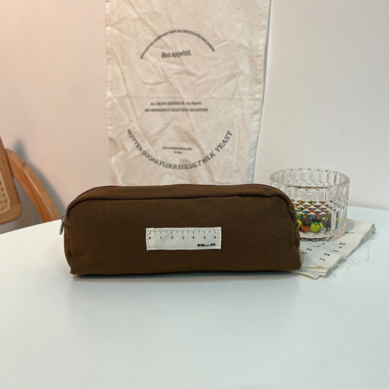 Túi Đựng Bút/ Mỹ Phẩm Bằng Vải Canvas Trơn Siêu Bền Phong Cách Vintage yk