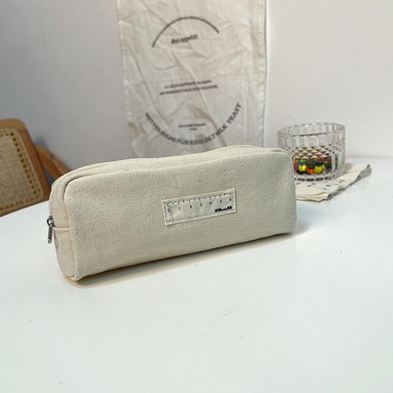 Túi Đựng Bút/ Mỹ Phẩm Bằng Vải Canvas Trơn Siêu Bền Phong Cách Vintage yk