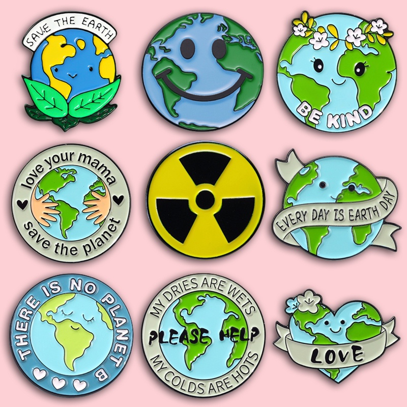 Huy Hiệu Cài Áo Hình Hoạt Hình love the earth