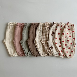 Quần Dài cotton Hữu Cơ Dáng Rộng In Họa Tiết Hoa / Gấu Hổ Phong Cách Hàn Quốc Thời Trang Xuân Hè Mới Cho Bé Trai Và Gái