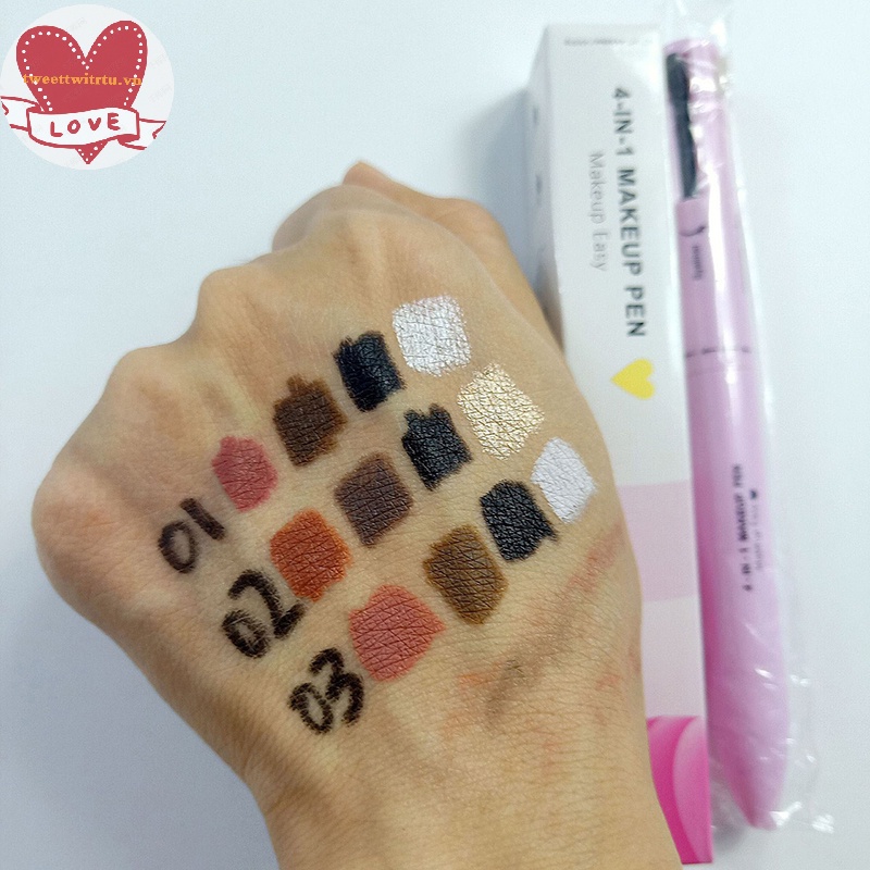 Tri Bút Kẻ Mắt / Môi / Lông Mày 4 Trong 1 Không Thấm Nước Và Mồ Hôi Dễ Lên Màu vn