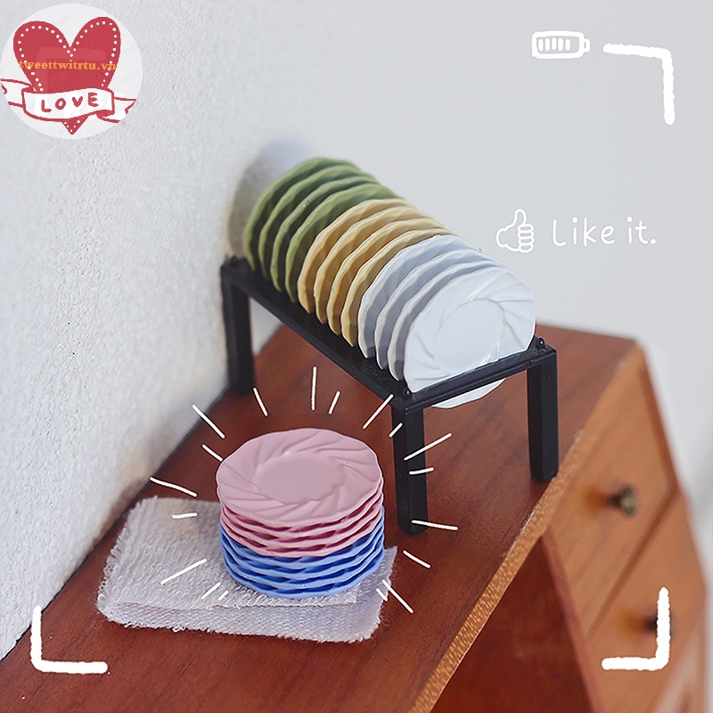 Tri set 4 Món Chén Đĩa 1: 6 / 1: 12 Phong Cách Bắc Âu Trang Trí Nhà Búp Bê vn