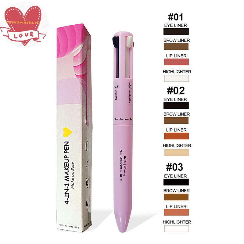Tri Bút Kẻ Mắt / Môi / Lông Mày 4 Trong 1 Không Thấm Nước Và Mồ Hôi Dễ Lên Màu vn