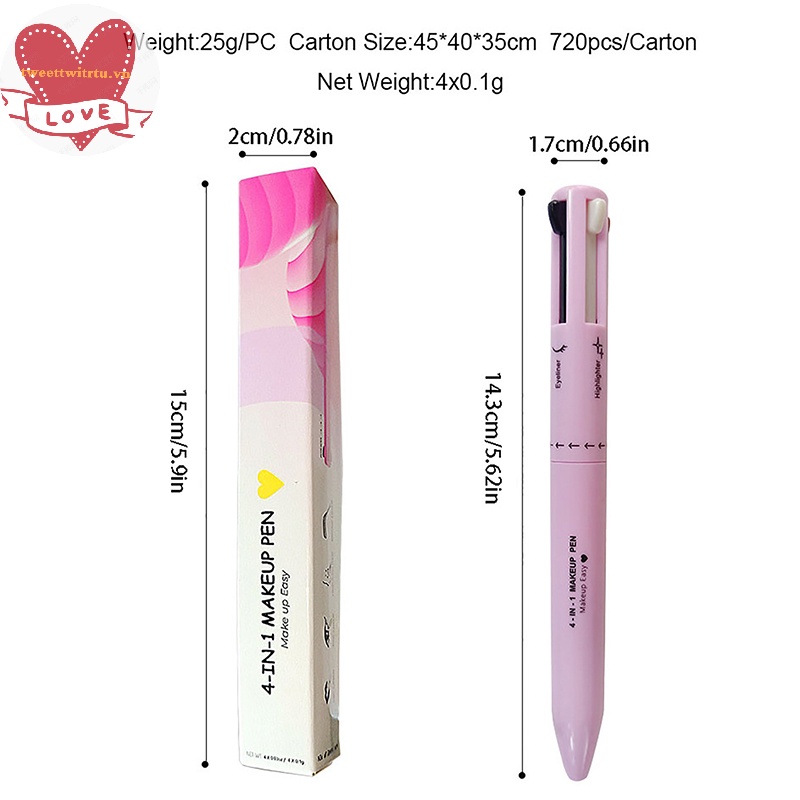 Tri Bút Kẻ Mắt / Môi / Lông Mày 4 Trong 1 Không Thấm Nước Và Mồ Hôi Dễ Lên Màu vn