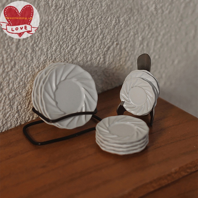 Tri set 4 Món Chén Đĩa 1: 6 / 1: 12 Phong Cách Bắc Âu Trang Trí Nhà Búp Bê vn