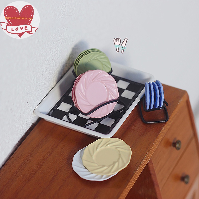Tri set 4 Món Chén Đĩa 1: 6 / 1: 12 Phong Cách Bắc Âu Trang Trí Nhà Búp Bê vn