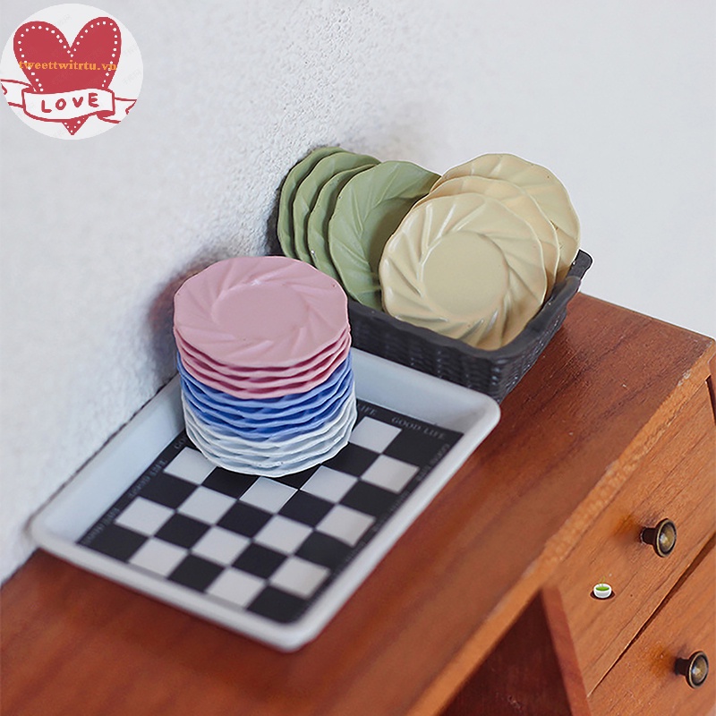 Tri set 4 Món Chén Đĩa 1: 6 / 1: 12 Phong Cách Bắc Âu Trang Trí Nhà Búp Bê vn
